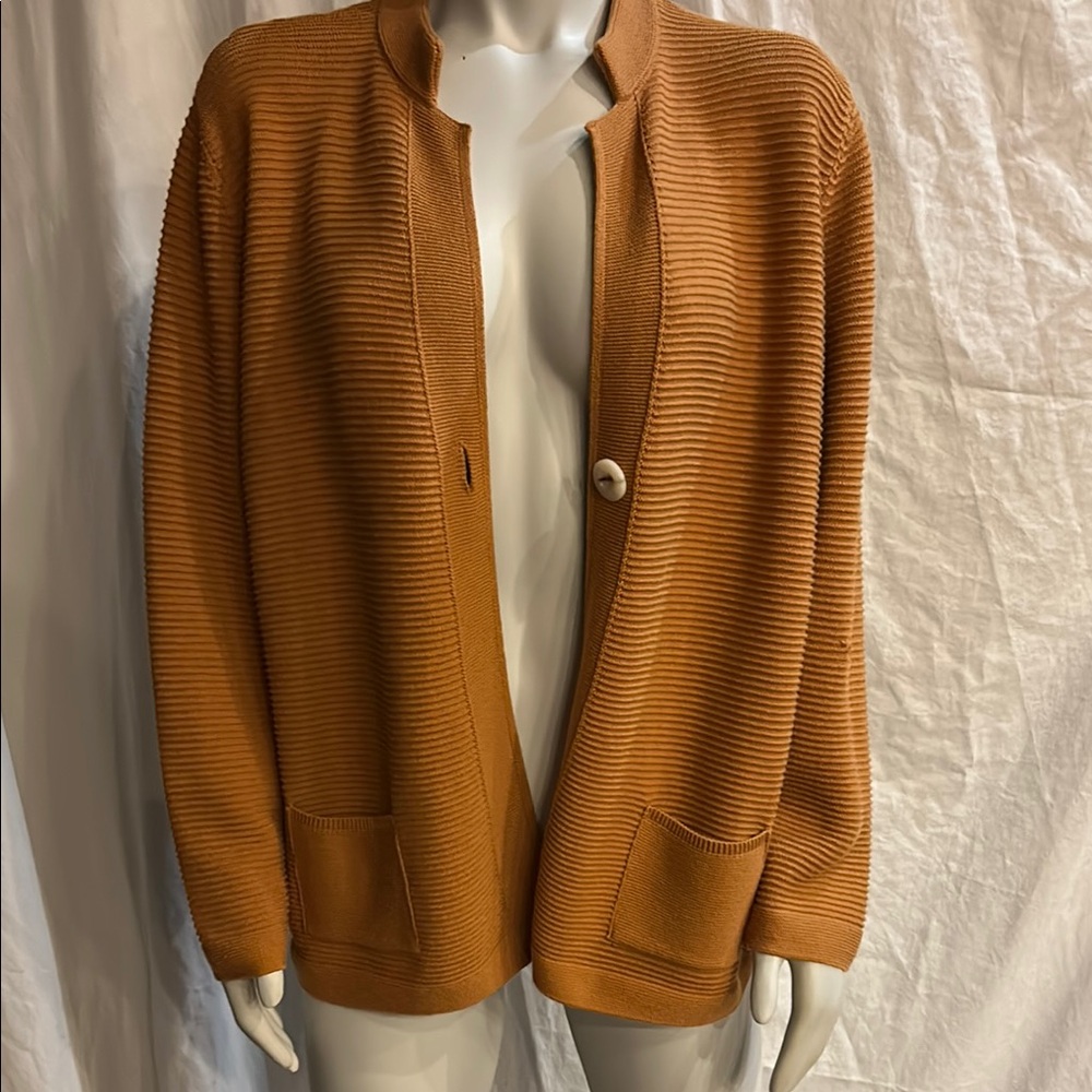 Elegant Brown Open-Front Cardigan